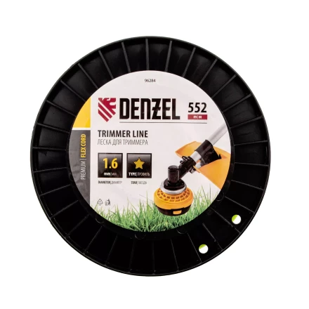Леска для триммера звезда, 1,6мм х 552м, на DIN катушке FLEX CORD,  Denzel 96284 купить в Нижневартовске