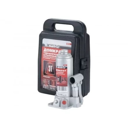 Домкрат гидравлический бутылочный 3 т h подъема 194–372 мм в пластиковом кейсе  MATRIX MASTER 50752 купить в Нижневартовске