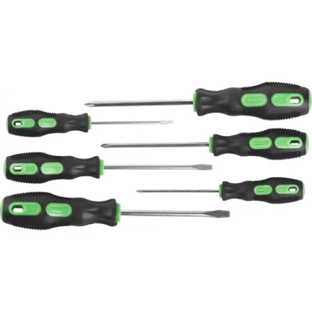 Набор URAGAN: Отвертки с двухкомпонентной рукояткой, SL3x75, 5x100, 6x100. PH0x75, 1x100, 2x100, 6 предм 25188-H6 купить в Нижневартовске