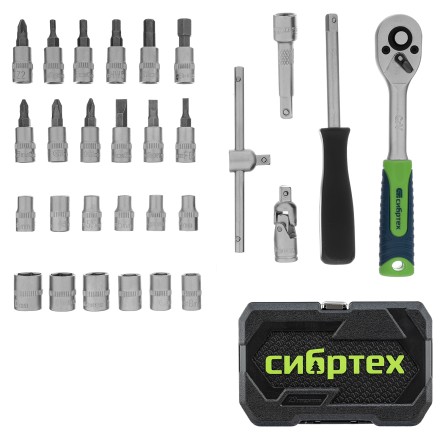 Набор инструментов Сибртех 13392, 1/4&quot;, пластиковый кейс, 29 предметов купить в Нижневартовске