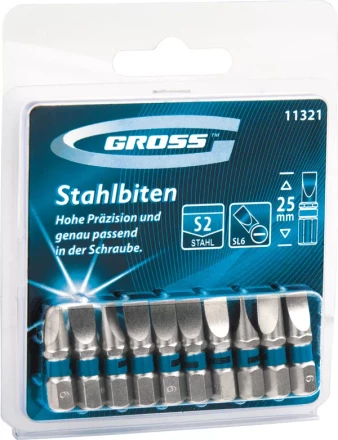 Набор бит РZ1х25, сталь S2, 10шт GROSS 11339 купить в Нижневартовске
