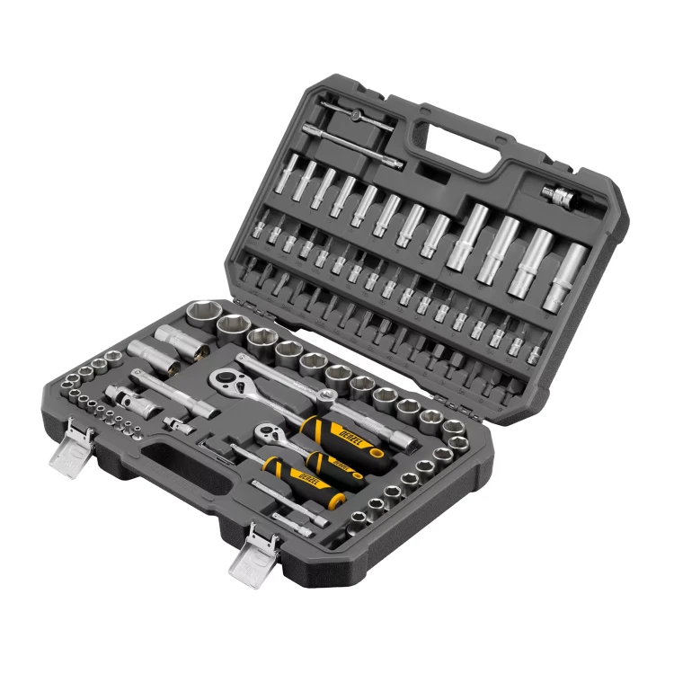 Набор инструментов Denzel 15813, 1/2", 1/4", CrV, S2, пластиковый кейс, 94 предмета купить в Нижневартовске