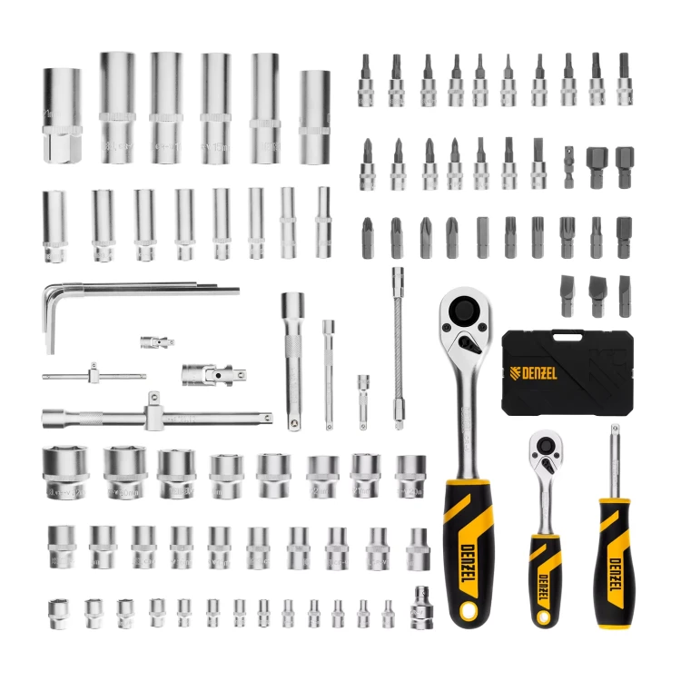 Набор инструментов Denzel 15813, 1/2", 1/4", CrV, S2, пластиковый кейс, 94 предмета купить в Нижневартовске