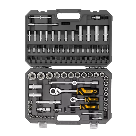 Набор инструментов Denzel 15813, 1/2", 1/4", CrV, S2, пластиковый кейс, 94 предмета купить в Нижневартовске