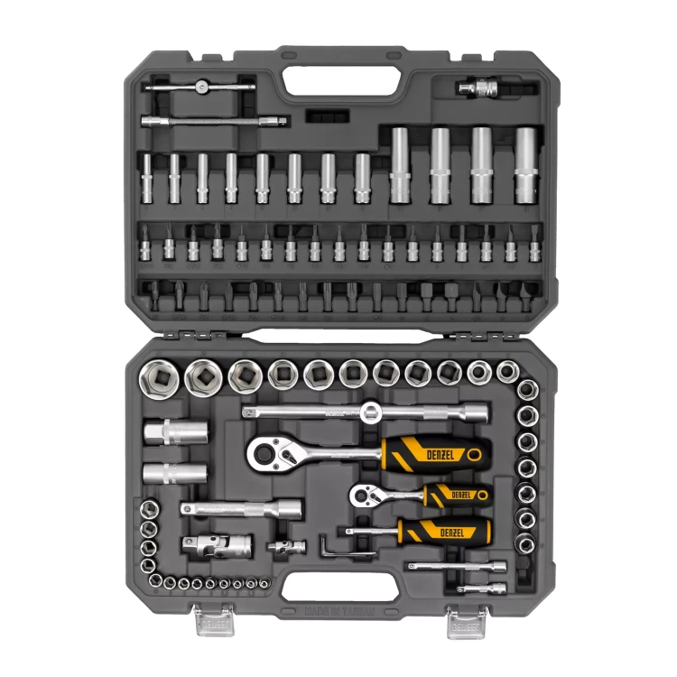 Набор инструментов Denzel 15813, 1/2", 1/4", CrV, S2, пластиковый кейс, 94 предмета купить в Нижневартовске