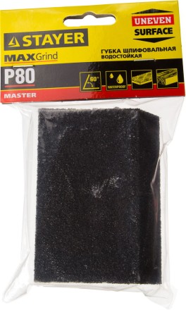 Губка шлифовальная STAYER &quot;MASTER&quot; угловая, зерно - оксид алюминия, Р80, 100 x 68 x 42 x 26 мм, средняя жесткость 3561-080 купить в Нижневартовске