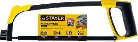 Ножовка по металлу STAYER MS350-BLACK-Max, металлическая обрезиненная рукоятка, натяжение 70 кг, 300 мм 15775 купить в Нижневартовске