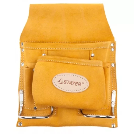 Сумка поясная STAYER PROFESSIONAL для инструментов, кожаная, 8 карманов, 2 скобы 38515 купить в Нижневартовске