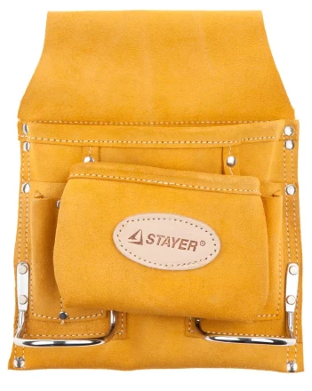Сумка поясная STAYER PROFESSIONAL для инструментов, кожаная, 8 карманов, 2 скобы 38515 купить в Нижневартовске