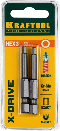 Биты KRAFTOOL X-Drive HEX Оберон 26127-3-50-2 купить в Нижневартовске