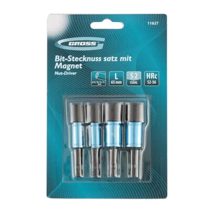 Набор бит с торцевыми головками 8,10,12,13 мм магнитные Nut-Driver S2 Gross 11627 купить в Нижневартовске