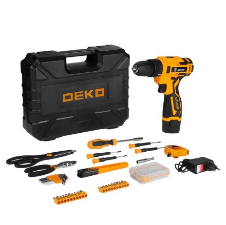 Дрель аккумуляторная DEKO Banger 12V + набор инструмента 93 предмета, 063-4167 купить в Нижневартовске
