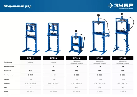 ЗУБР ПГД-20, 20 т, гидравлический пресс с домкратом и возвратными пружинами, Профессионал (43070-20) купить в Нижневартовске