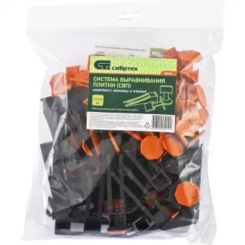 Система выравнивания плитки СВП. Комплект - зажим - клин 40/40 штук (пакет ПЭНД) СИБРТЕХ 88060 купить в Нижневартовске
