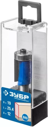 ЗУБР 19 x 25.4 мм, хвостовик 12 мм, фреза кромочная с нижним подшипником, Профессионал (28727-19-25.4-12) купить в Нижневартовске