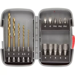 Набор ЗУБР &quot;МАСТЕР&quot;: Насадки для шуруповерта и дрели, биты, торцовые головки, биты-сверла, 15 предметов 26055-H15