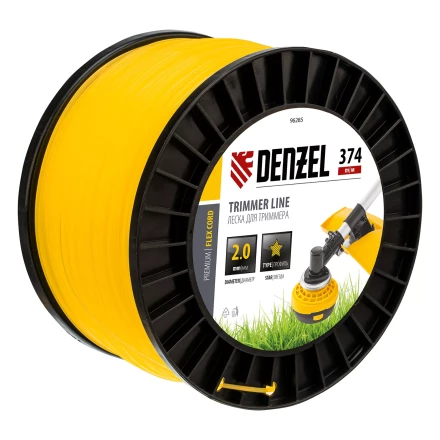 Леска для триммера звезда, 2,0мм х 374м, на DIN катушке FLEX CORD,  Denzel 96285 купить в Нижневартовске