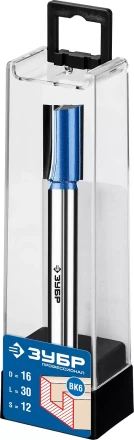 ЗУБР 16 x 30 мм, хвостовик 12 мм, фреза пазовая прямая с нижними подрезателями, Профессионал (28755-16-30) купить в Нижневартовске