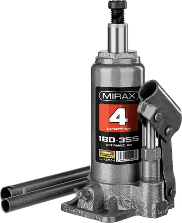 Домкрат гидравлический бутылочный, 4т, 180-355 мм, MIRAX 43260-4 43260-4 купить в Нижневартовске
