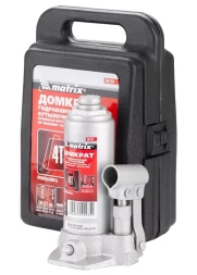 Домкрат гидравлический бутылочный 4 т h подъема 194–372 мм в пластиковом кейсе MATRIX MASTER 50754