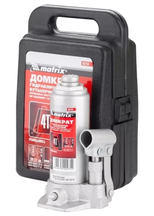 Домкрат гидравлический бутылочный 4 т h подъема 194–372 мм в пластиковом кейсе  MATRIX MASTER 50754 купить в Нижневартовске