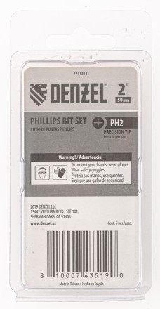 Набор бит, PH2x50, 5 шт. Denzel 7711316 купить в Нижневартовске