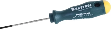 Отвертка KRAFTOOL, Cr-Mo-V закалённый стержень, двухкомпонентная противоскользящ рукоятка, SL 2,5x0,4x75мм 25007-2.5-075 купить в Нижневартовске