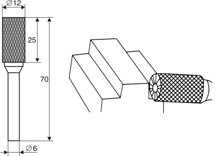 Борфреза Цилиндрическая c режущей кромкой B 6х12 Энкор 21703 купить в Нижневартовске