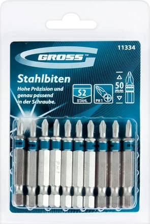 Набор бит РZ1х50, сталь S2, 10шт GROSS 11344 купить в Нижневартовске