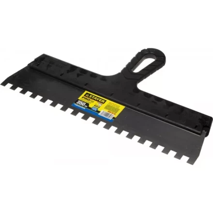 Шпатель STAYER "PROFESSIONAL" нержавеющий зубчатый с пластмассовой ручкой, 350мм, зуб 10х10мм 1009-35-10 купить в Нижневартовске