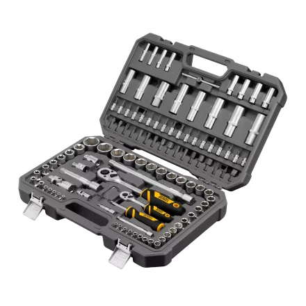 Набор инструментов Denzel 15814, 1/2", 1/4", CrV, S2, пластиковый кейс, 109 предметов купить в Нижневартовске