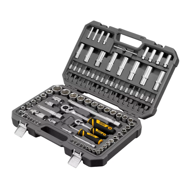 Набор инструментов Denzel 15814, 1/2", 1/4", CrV, S2, пластиковый кейс, 109 предметов купить в Нижневартовске