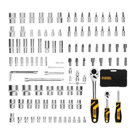 Набор инструментов Denzel 15814, 1/2&quot;, 1/4&quot;, CrV, S2, пластиковый кейс, 109 предметов купить в Нижневартовске