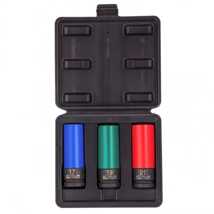 Набор головок ударных 6-гранных удлиненных для колесных дисков 17 19 21 мм 1/2" 3 предмета Stels 13953 купить в Нижневартовске