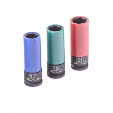 Набор головок ударных 6-гранных удлиненных для колесных дисков 17 19 21 мм 1/2" 3 предмета Stels 13953 купить в Нижневартовске