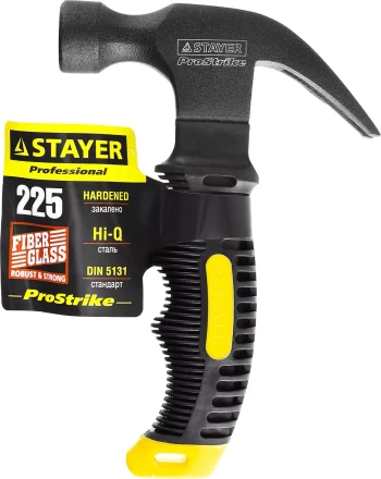 Молоток-гвоздодер "COMPACT" укороченный с фиберглассовой рукояткой, 225г, STAYER Professional 2026-225 купить в Нижневартовске