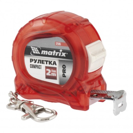 Рулетка Compact 2 м x 16 мм компактный размер карабин-держатель PRO Matrix 32595 купить в Нижневартовске