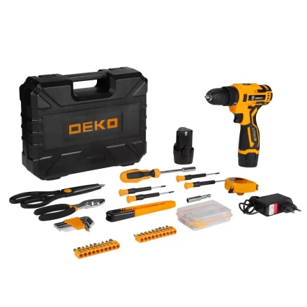 Дрель аккумуляторная DEKO Banger 12V + набор инструмента 93 предмета, 063-4168 купить в Нижневартовске