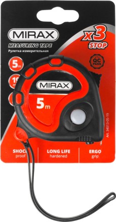 Рулетка MIRAX, 3 стопора, двухкомпонентный пластиковый корпус, 5мх19мм 34013-05-19 купить в Нижневартовске
