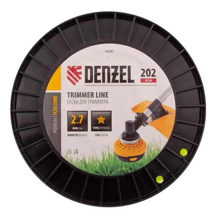 Леска для триммера звезда, 2,7мм х 202м, на DIN катушке FLEX CORD// Denzel 96287 купить в Нижневартовске
