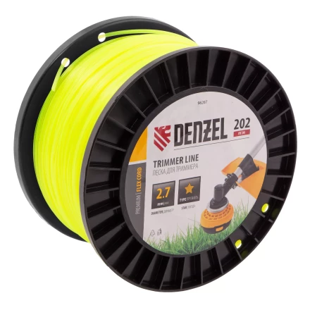 Леска для триммера звезда, 2,7мм х 202м, на DIN катушке FLEX CORD// Denzel 96287 купить в Нижневартовске