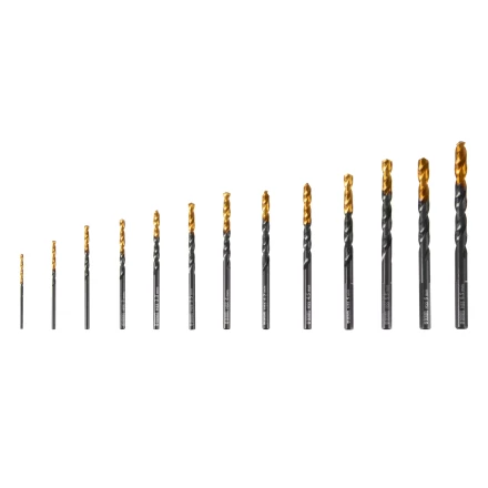 Набор сверл по металлу, 1,5-6,5 мм, HSS-Tin, Golden Tip, 13 шт Denzel 72318 купить в Нижневартовске
