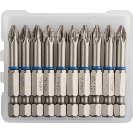 Биты ЗУБР "ЭКСПЕРТ" торсионные кованые, обточенные, хромомолибденовая сталь, тип хвостовика E 1/4", PZ2, 50мм, 10шт 26013-2-50-10 купить в Нижневартовске