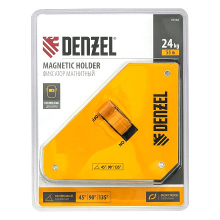 Фиксатор магнитный отключаемый для сварочных работ усилие Denzel 55 LB, 45х90 град. 97562 купить в Нижневартовске