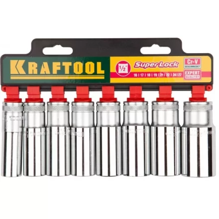 Набор KRAFTOOL "EXPERT QUALITAT" Торцовые головки "SUPER LOCK" удлин, 1/2", 16-27мм, 8 предметов 27865-H8_z01 купить в Нижневартовске