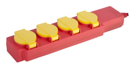 Удлинитель силовой "СТРОИТЕЛЬ", 5 м, 3500 Вт, 4 гнезда, с крышками, ПВС 3x1 мм2 СВЕТОЗАР SV-55044-5 купить в Нижневартовске