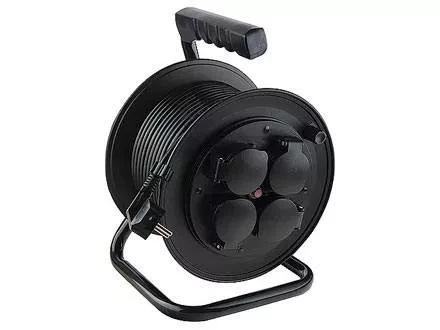 Удлинитель силовой на кабельной катушке, 3*1,5мм*25м, 4 розетки с крышкой, 16A, IP44, STERN 95707 купить в Нижневартовске