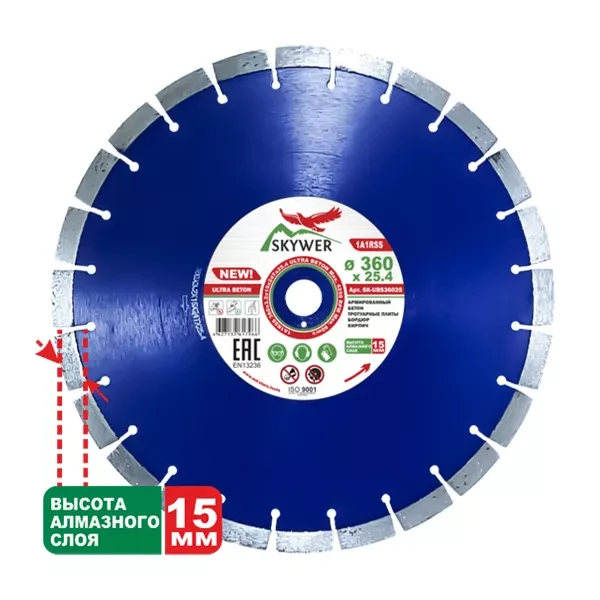 Диск алмазный по бетону 1A1RSS ULTRA BETON SKYWER 460*3,6*15*32T*25,4 mm купить в Нижневартовске