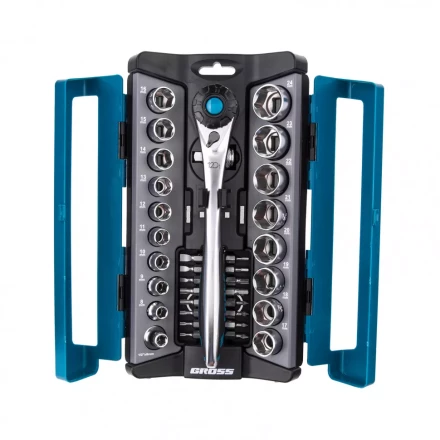 Набор торцевых головок трещотка 120 зубьев 36 предметов 1/2" 3/8” CrV Gross 14145 купить в Нижневартовске