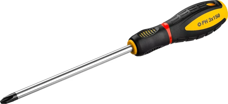 Отвертка STAYER "PROFI" "PROTech", двухкомп рукоятка, намагниченная, Cr-Mo, PH3x150мм 25132-3-15_z02 купить в Нижневартовске
